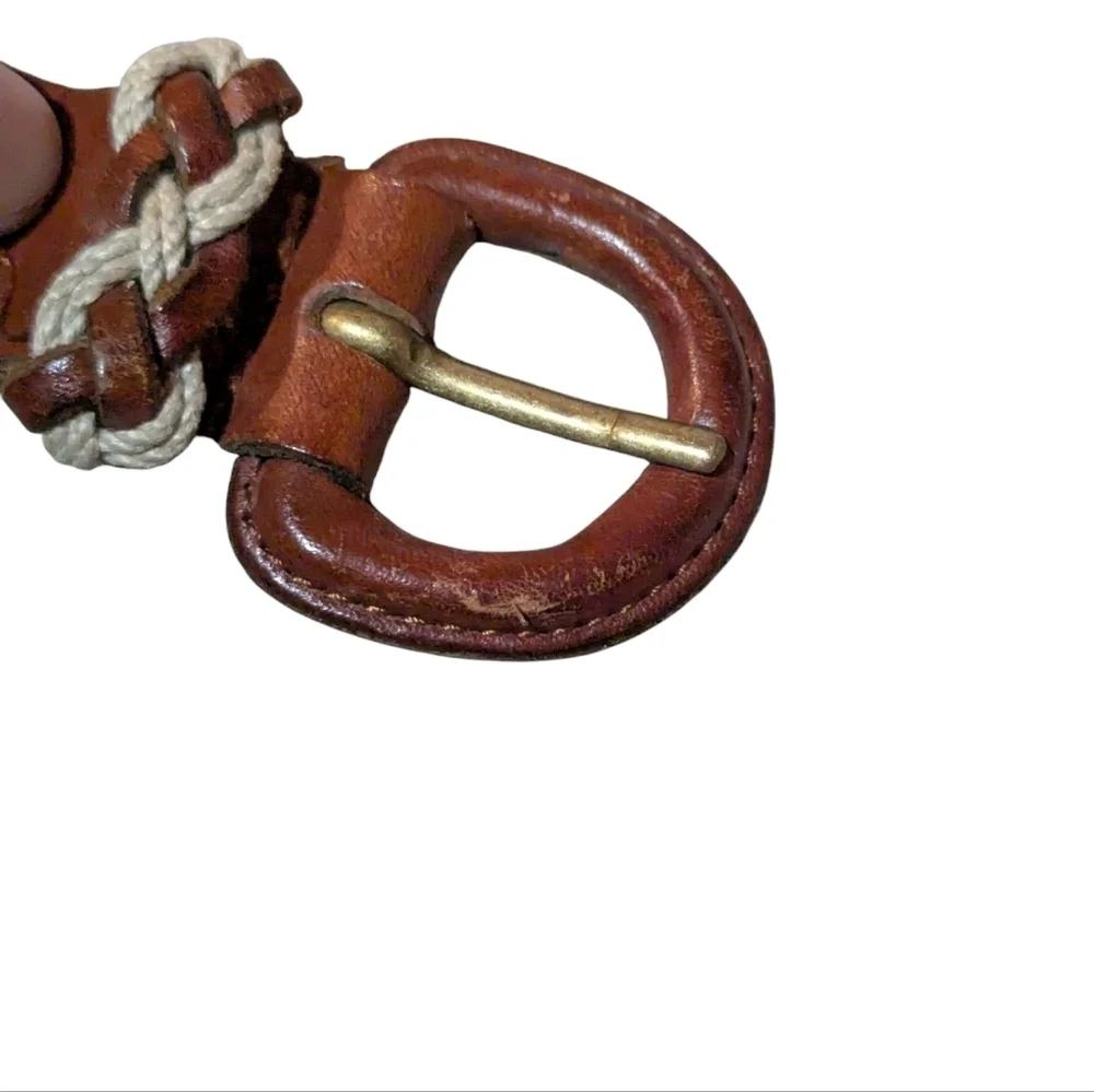 Braided Leather Jute/Cotton Cord Belt 32 Preppy Old Money Nautical